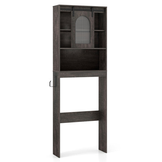 Over Toilet Storage Cabinet with Sliding Barn Door and Open Shelves for Bathroom-Oak LuxuryLifeWay Online Store