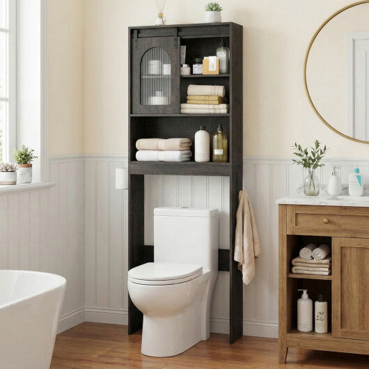 Over Toilet Storage Cabinet with Sliding Barn Door and Open Shelves for Bathroom-Oak LuxuryLifeWay Online Store