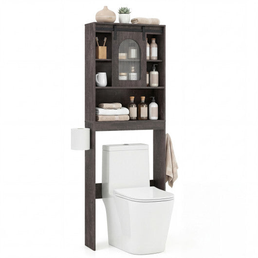 Over Toilet Storage Cabinet with Sliding Barn Door and Open Shelves for Bathroom-Oak LuxuryLifeWay Online Store
