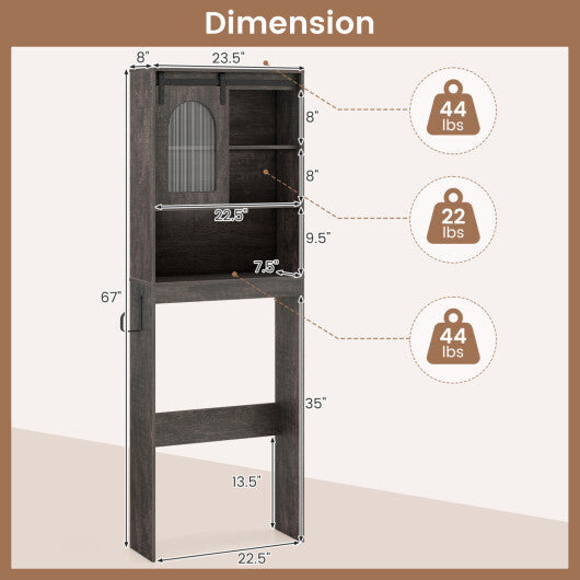 Over Toilet Storage Cabinet with Sliding Barn Door and Open Shelves for Bathroom-Oak LuxuryLifeWay Online Store