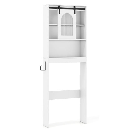 Over Toilet Storage Cabinet with Sliding Barn Door and Open Shelves for Bathroom-Oak LuxuryLifeWay Online Store