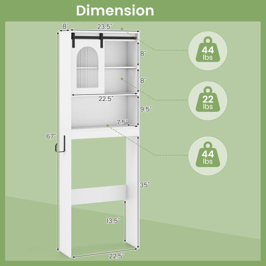 Over Toilet Storage Cabinet with Sliding Barn Door and Open Shelves for Bathroom-Oak LuxuryLifeWay Online Store