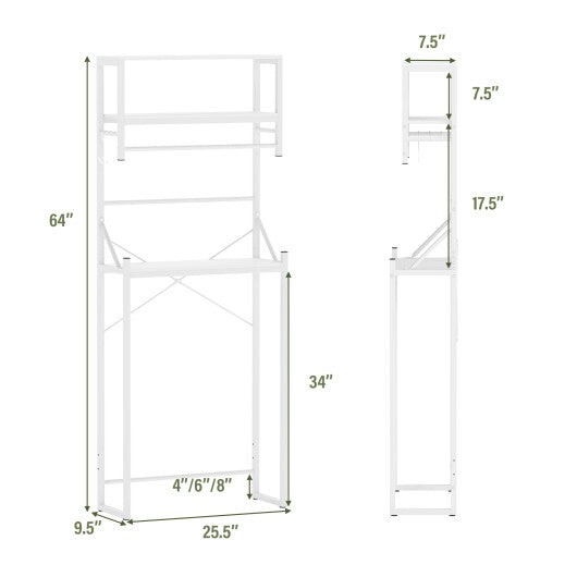 Over the Toilet Storage Rack 3-Tier Over Toilet Bathroom Organizer with Towel Holder-White