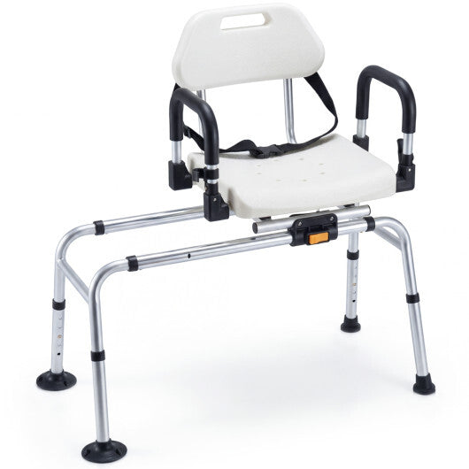 Sliding Shower Chair with Backrest and Swivel Seat for Handicap and Seniors-Silver LuxuryLifeWay Online Store