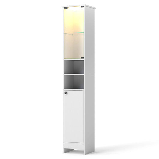 Tall Bathroom Storage Cabinet with LED Lights and Adjustable Shelves-White LuxuryLifeWay Online Store