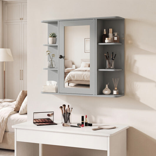 Wall Mounted Bathroom Medicine Cabinet with Mirror and Shelves-Gray LuxuryLifeWay Online Store