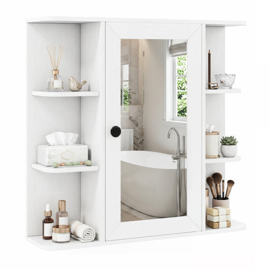 Wall Mounted Bathroom Medicine Cabinet with Mirror and Shelves-Gray LuxuryLifeWay Online Store