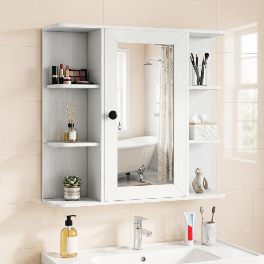 Wall Mounted Bathroom Medicine Cabinet with Mirror and Shelves-Gray LuxuryLifeWay Online Store