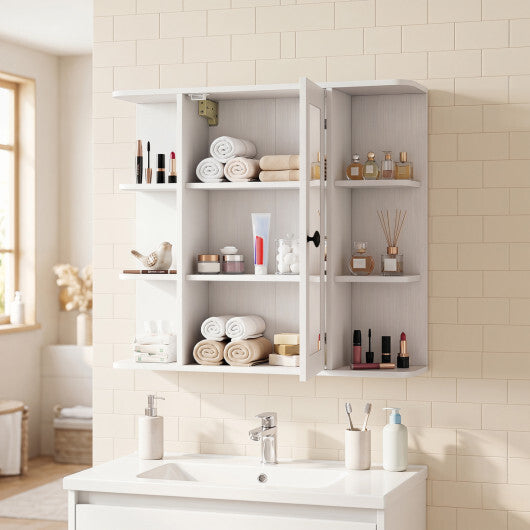 Wall Mounted Bathroom Medicine Cabinet with Mirror and Shelves-Gray LuxuryLifeWay Online Store