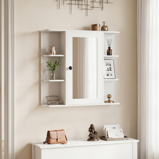 Wall Mounted Bathroom Medicine Cabinet with Mirror and Shelves-Gray LuxuryLifeWay Online Store