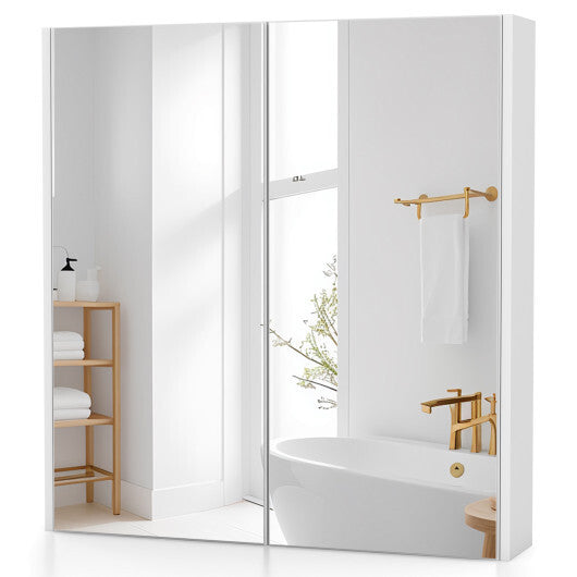 Double Door Bathroom Wall Cabinet with Mirror and Adjustable Shelf LuxuryLifeWay Online Store