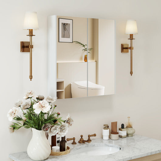 Double Door Bathroom Wall Cabinet with Mirror and Adjustable Shelf LuxuryLifeWay Online Store