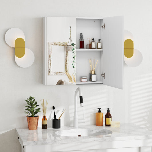 Double Door Bathroom Wall Cabinet with Mirror and Adjustable Shelf LuxuryLifeWay Online Store