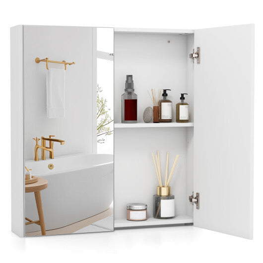 Double Door Bathroom Wall Cabinet with Mirror and Adjustable Shelf LuxuryLifeWay Online Store