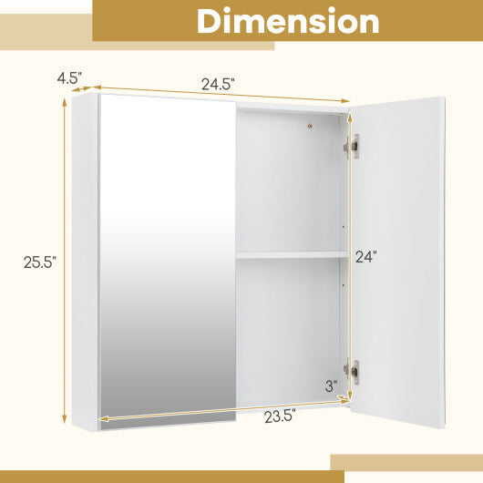Double Door Bathroom Wall Cabinet with Mirror and Adjustable Shelf LuxuryLifeWay Online Store