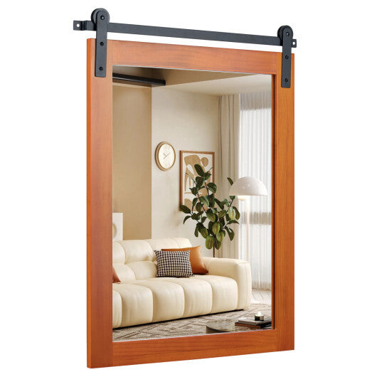 29" x 23" Rectangle Farmhouse Wall Mirror with Metal Bracket for Bathroom-Brown LuxuryLifeWay Online Store