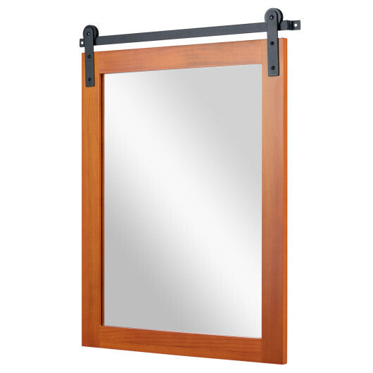 29" x 23" Rectangle Farmhouse Wall Mirror with Metal Bracket for Bathroom-Brown LuxuryLifeWay Online Store