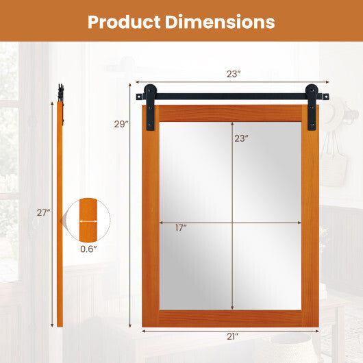 29" x 23" Rectangle Farmhouse Wall Mirror with Metal Bracket for Bathroom-Brown LuxuryLifeWay Online Store