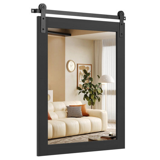 29" x 23" Rectangle Farmhouse Wall Mirror with Metal Bracket for Bathroom-Brown LuxuryLifeWay Online Store