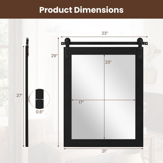 29" x 23" Rectangle Farmhouse Wall Mirror with Metal Bracket for Bathroom-Brown LuxuryLifeWay Online Store