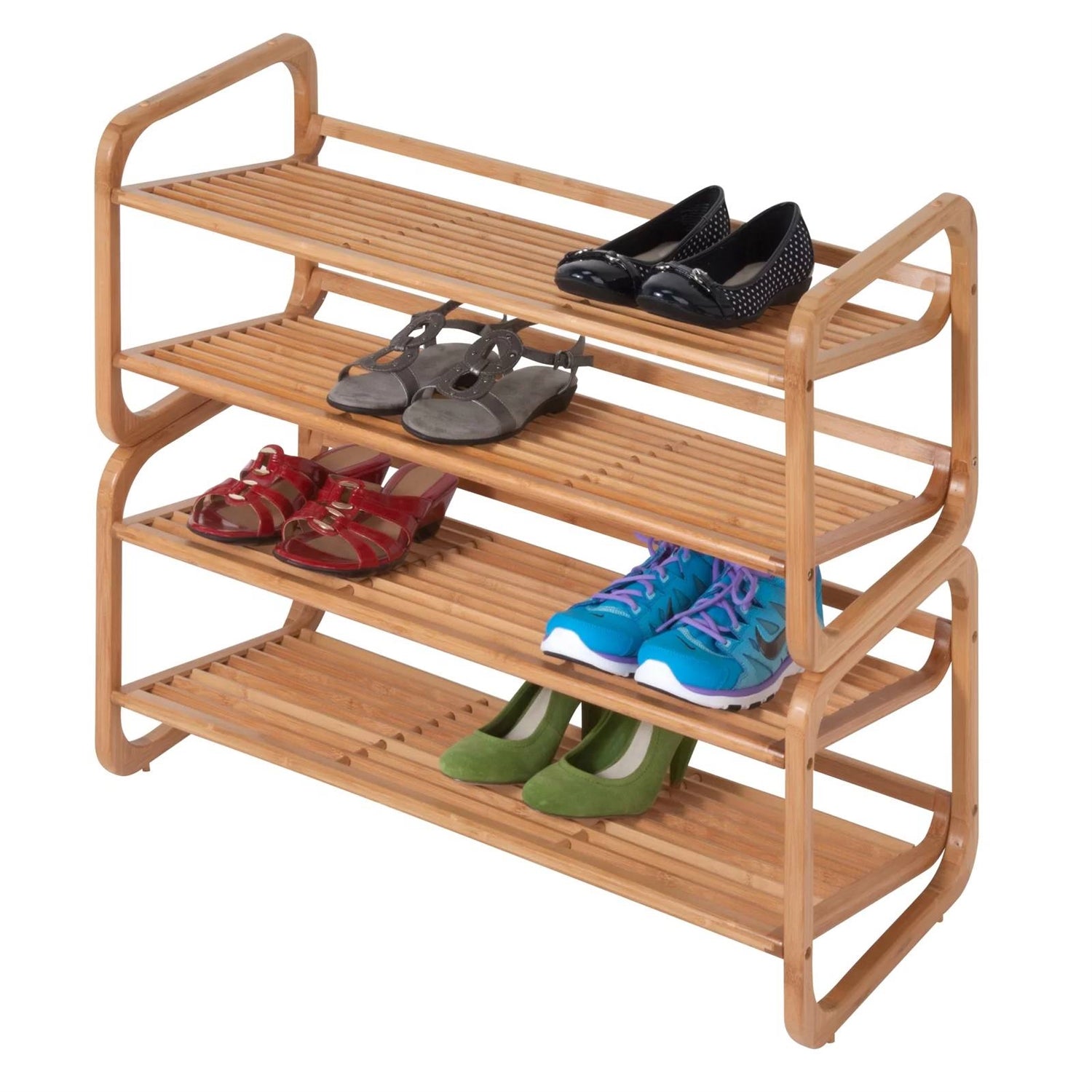 Bamboo Modern 2-Shelf Stackable Shoe Rack - Holds up to 8 Pair of Shoes LuxuryLifeWay Online Store