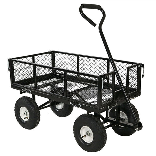 Heavy Duty Black Wheelbarrow Steel Log Garden Cart LuxuryLifeWay Online Store
