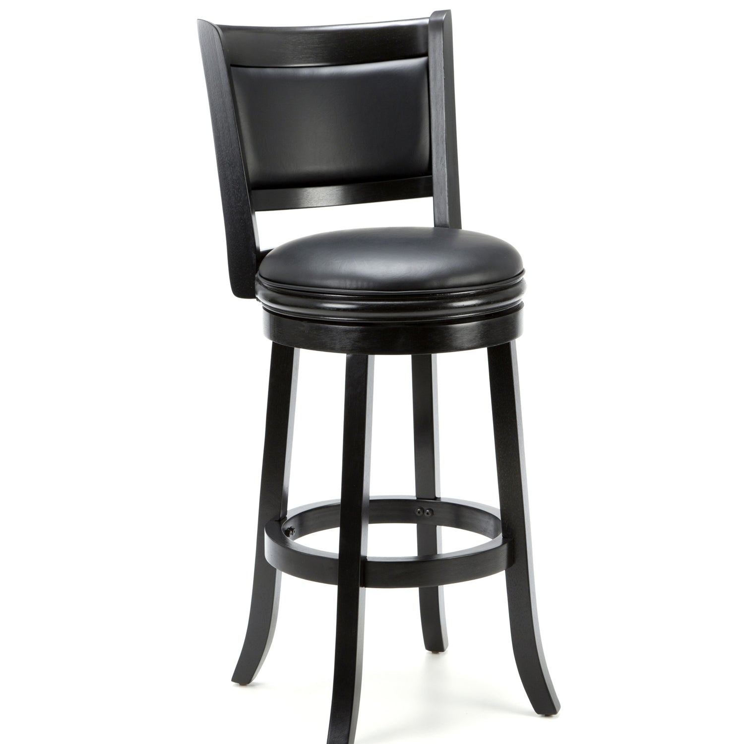Black 29-inch Swivel Seat Barstool with Faux Leather Cushion Seat LuxuryLifeWay Online Store