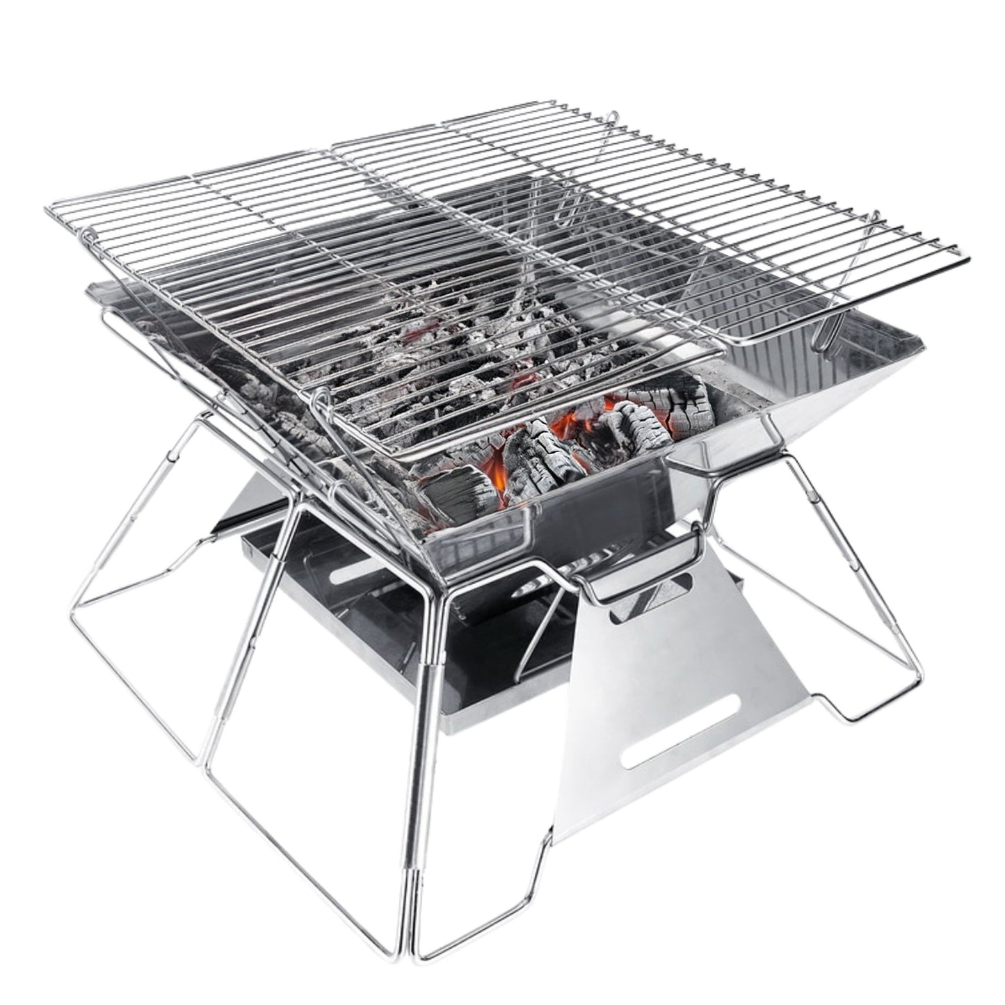 Brentwood 14 x 14 Inch Portable Stainless Steel Folding Charcoal BBQ Grill with Carry Bag LuxuryLifeWay Online Store
