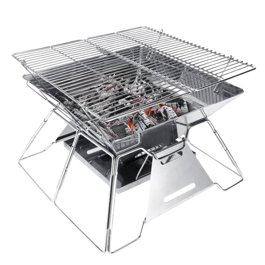 Brentwood 14 x 14 Inch Portable Stainless Steel Folding Charcoal BBQ Grill with Carry Bag LuxuryLifeWay Online Store