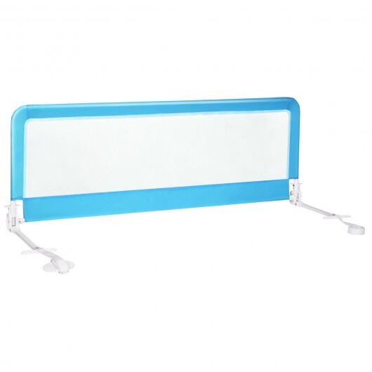 59 Inch Folding Breathable Baby Bed Rail Guard with Safety Strap-Blue - Color: Blue LuxuryLifeWay Online Store
