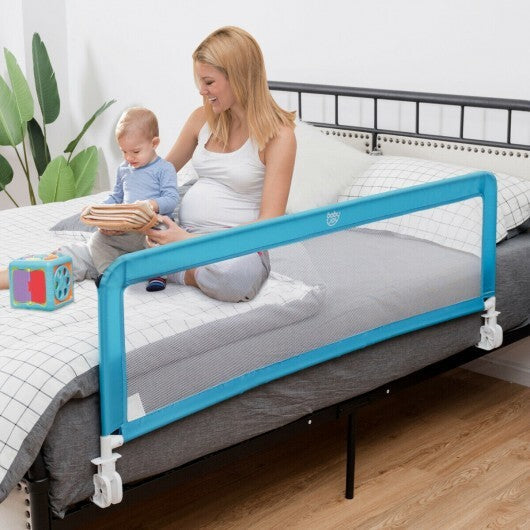 59 Inch Folding Breathable Baby Bed Rail Guard with Safety Strap-Blue - Color: Blue LuxuryLifeWay Online Store