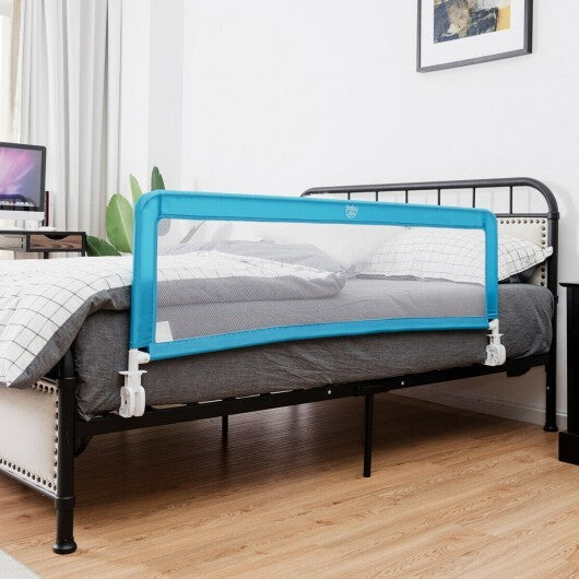 59 Inch Folding Breathable Baby Bed Rail Guard with Safety Strap-Blue - Color: Blue LuxuryLifeWay Online Store