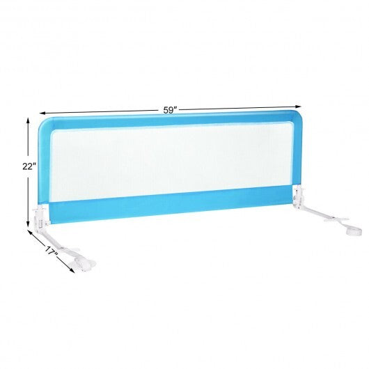59 Inch Folding Breathable Baby Bed Rail Guard with Safety Strap-Blue - Color: Blue LuxuryLifeWay Online Store