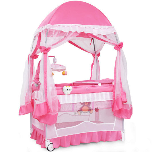 Portable Baby Playpen Crib Cradle with Carring Bag-Pink LuxuryLifeWay Online Store