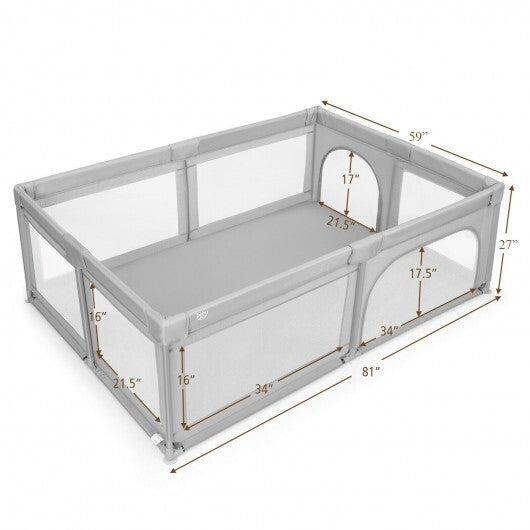 Extra-Large Safety Baby Fence with 50 Ocean Balls-Gray LuxuryLifeWay Online Store