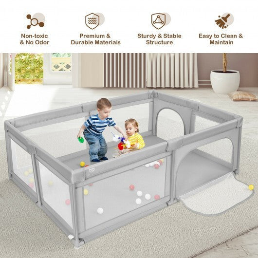 Extra-Large Safety Baby Fence with 50 Ocean Balls-Gray LuxuryLifeWay Online Store