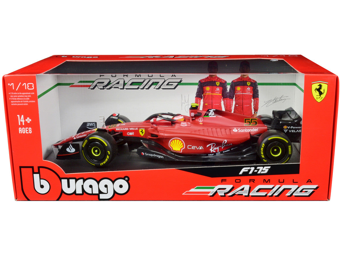 Ferrari F1-75 #55 Carlos Sainz "Ferrari Racing" Formula One F1 (2022) "Formula Racing" Series 1/18 Diecast Model Car by Bburago LuxuryLifeWay Online Store