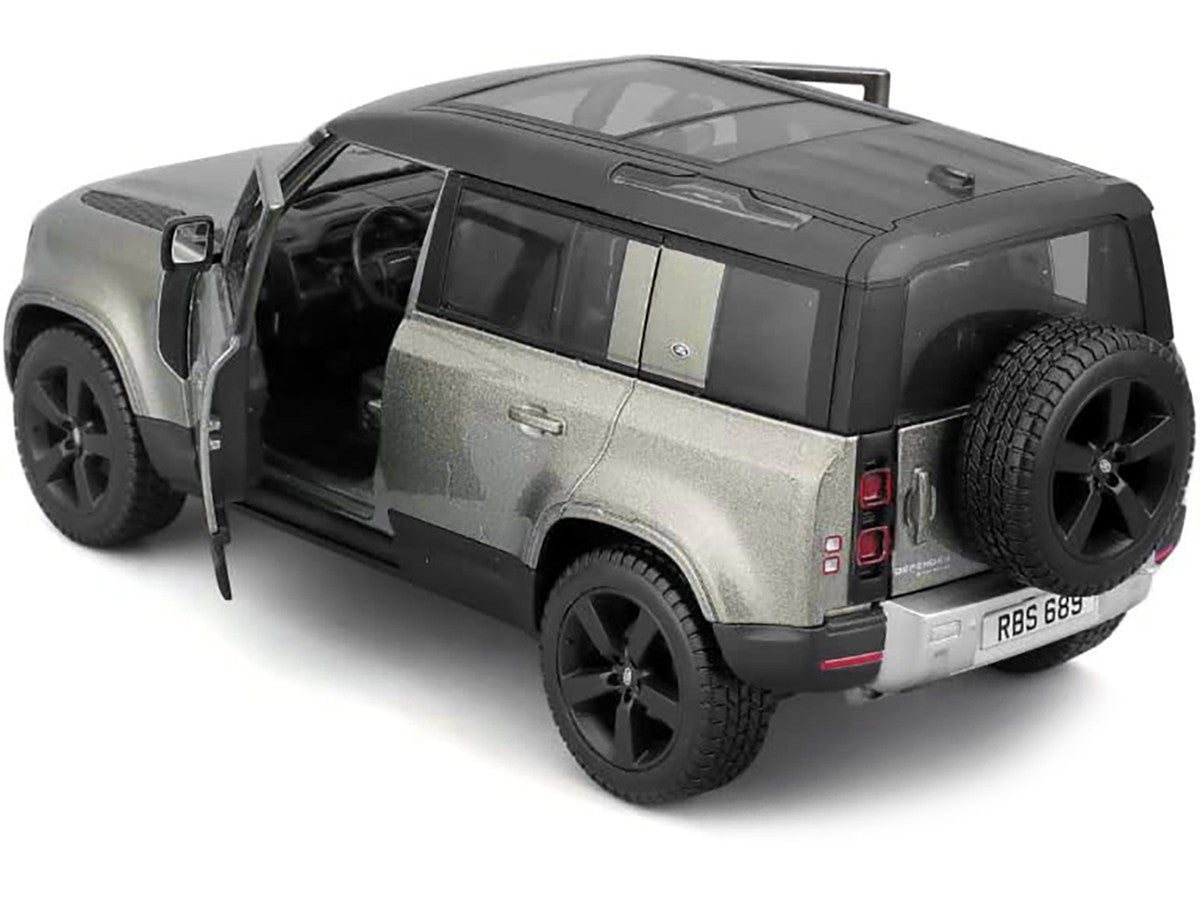 2022 Land Rover Defender 110 Green Metallic with Black Top and Sunroof 1/24 Diecast Model Car by Bburago LuxuryLifeWay Online Store