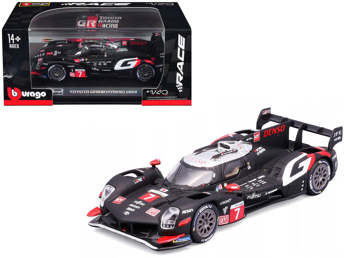 Toyota GR010 Hybrid #7 Kamui Kobayashi - Jose Maria Lopez - Nyck de Vries "Toyota Gazoo Racing" 2nd Place "24 Hours of Le Mans" (2024) "Race" Series 1/43 Diecast Model Car by Bburago LuxuryLifeWay Online Store