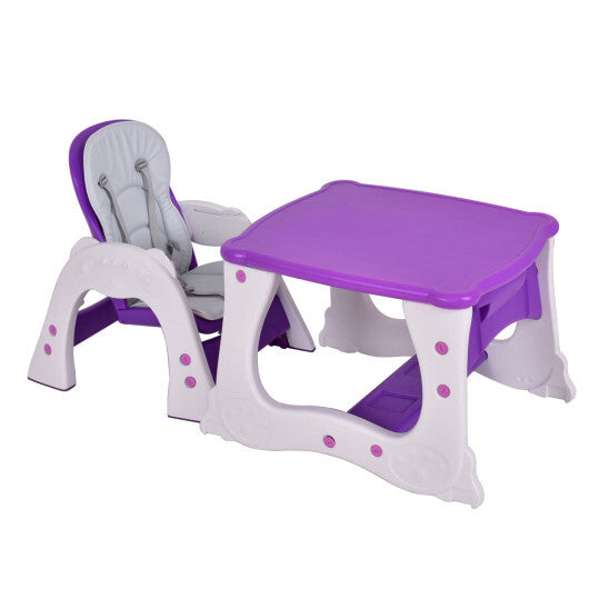 3 in 1 Infant Table and Chair Set Baby High Chair-Blue