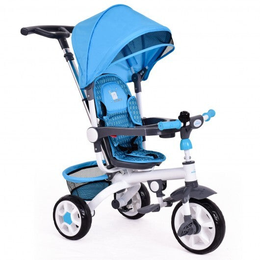 5-in-1 Detachable Baby Stroller Tricycle with Round Canopy-Blue LuxuryLifeWay Online Store
