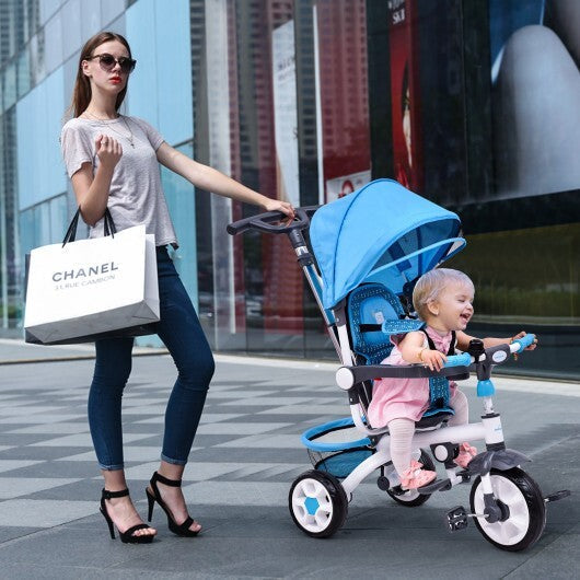 5-in-1 Detachable Baby Stroller Tricycle with Round Canopy-Blue LuxuryLifeWay Online Store