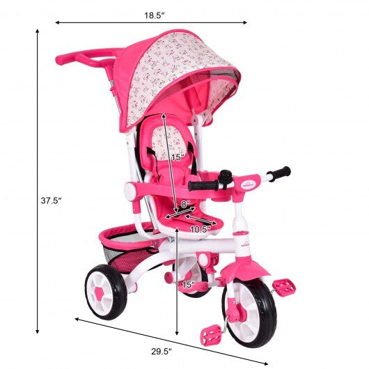 5-in-1 Detachable Baby Stroller Tricycle with Round Canopy-Blue LuxuryLifeWay Online Store