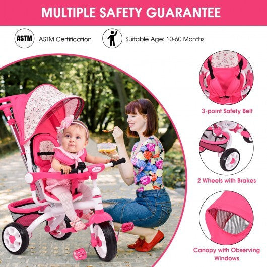 5-in-1 Detachable Baby Stroller Tricycle with Round Canopy-Blue LuxuryLifeWay Online Store