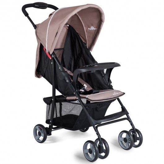 Toddler Travel Stroller for Airplane with Canopy and Adjustable Backrest-Coffee - Color: Brown LuxuryLifeWay Online Store
