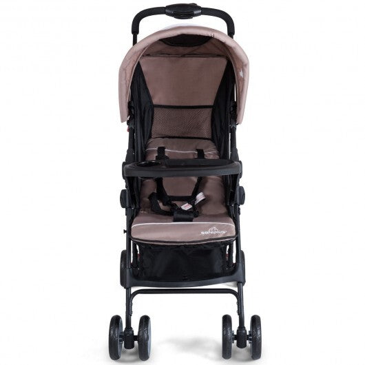 Toddler Travel Stroller for Airplane with Canopy and Adjustable Backrest-Coffee - Color: Brown LuxuryLifeWay Online Store
