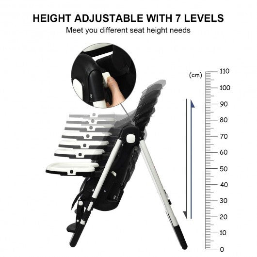 Foldable High chair with Multiple Adjustable Backrest-Black LuxuryLifeWay Online Store