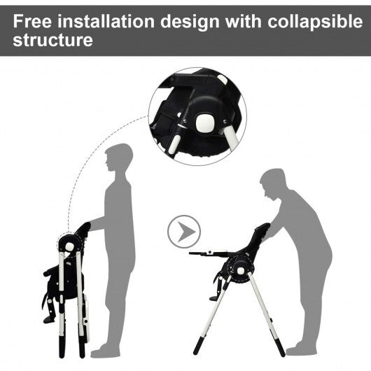 Foldable High chair with Multiple Adjustable Backrest-Black LuxuryLifeWay Online Store