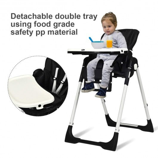 Foldable High chair with Multiple Adjustable Backrest-Black LuxuryLifeWay Online Store