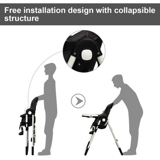 Foldable High chair with Multiple Adjustable Backrest-Black LuxuryLifeWay Online Store